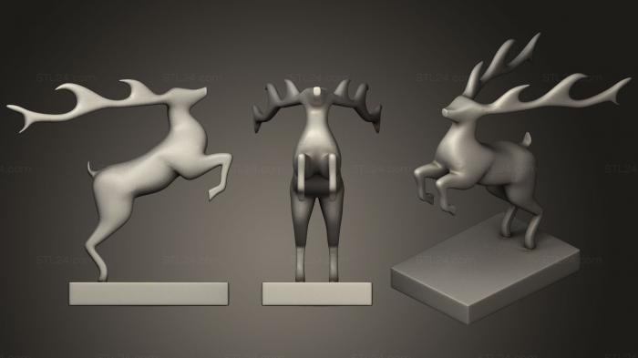 Статуэтки животных (Статуя оленя, STKJ_0869) 3D модель для ЧПУ станка